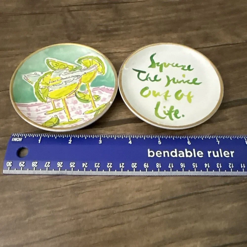 LILLY PULITZER CERAMIC COASTER SET of 2 CHEERS Cocktail Drink Coasters